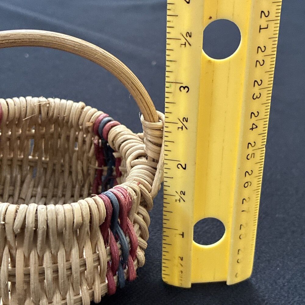 Boyds Bears Mini Woven Basket Bailey's Market Red Blue Stripes Vintage 90s Dolls - Picture 8 of 10